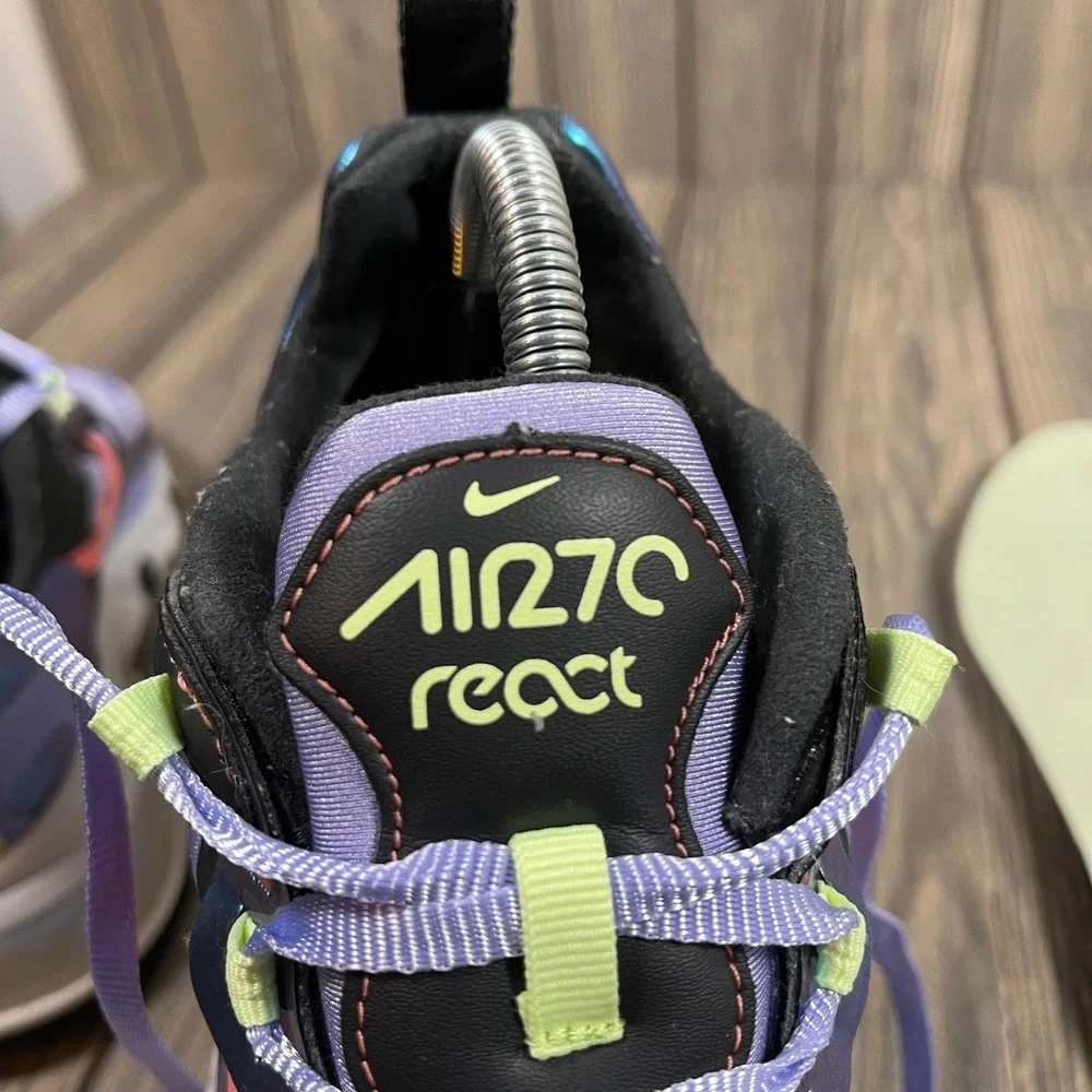 Nike Air Max 270 React Women Size 9 Purple Iridescent CU4818-001 Sneaker Running